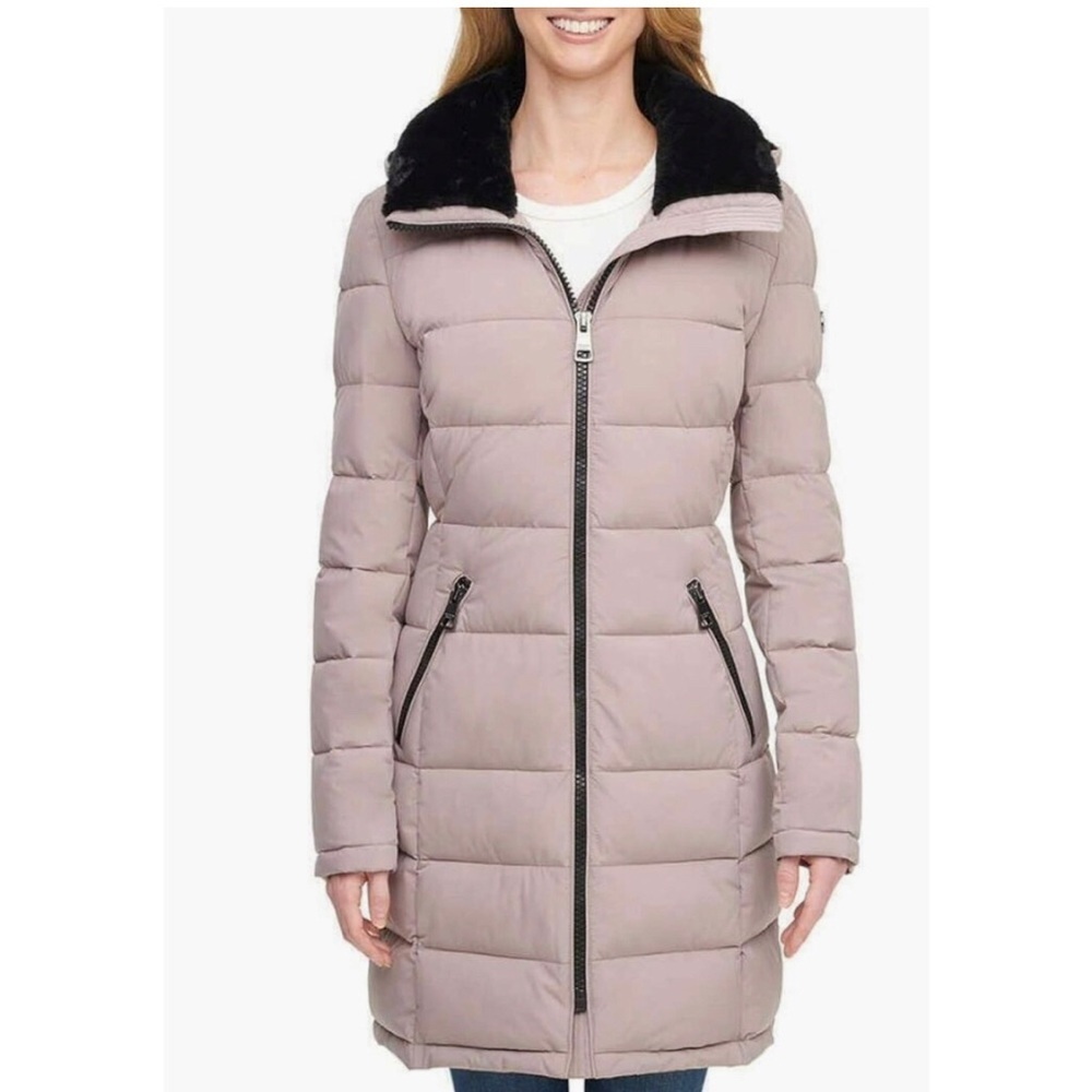 Andrew Marc medium fig purple parka style down jacket coat full zip hooded